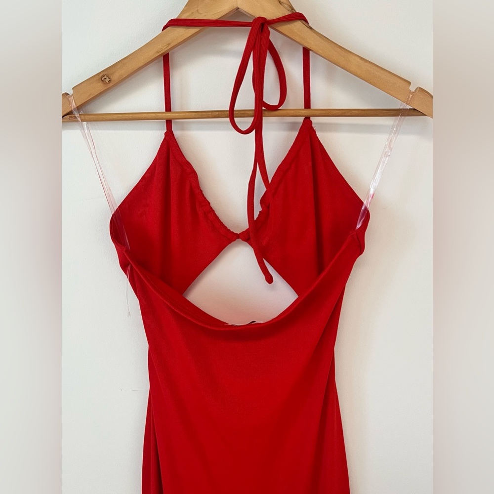 Meshki Red Cut-Out Midi Dress - Picture 8 of 10